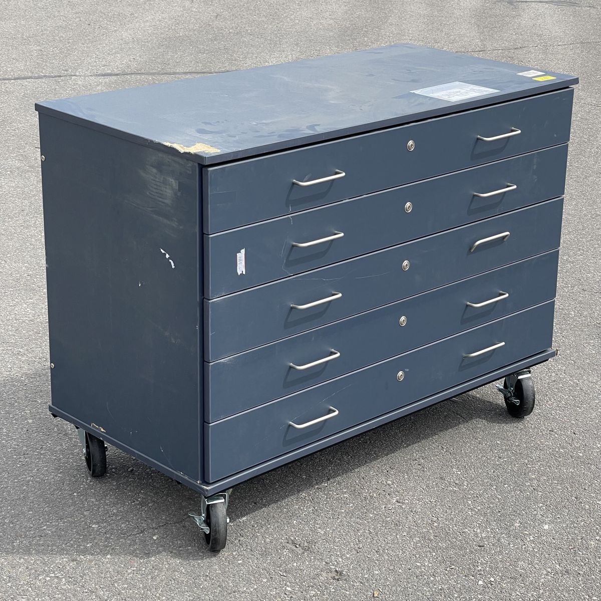 STEVENS Wood Lockable 5 Drawer Mobile Storage Cabinet 48”x36”x23.5” Navy