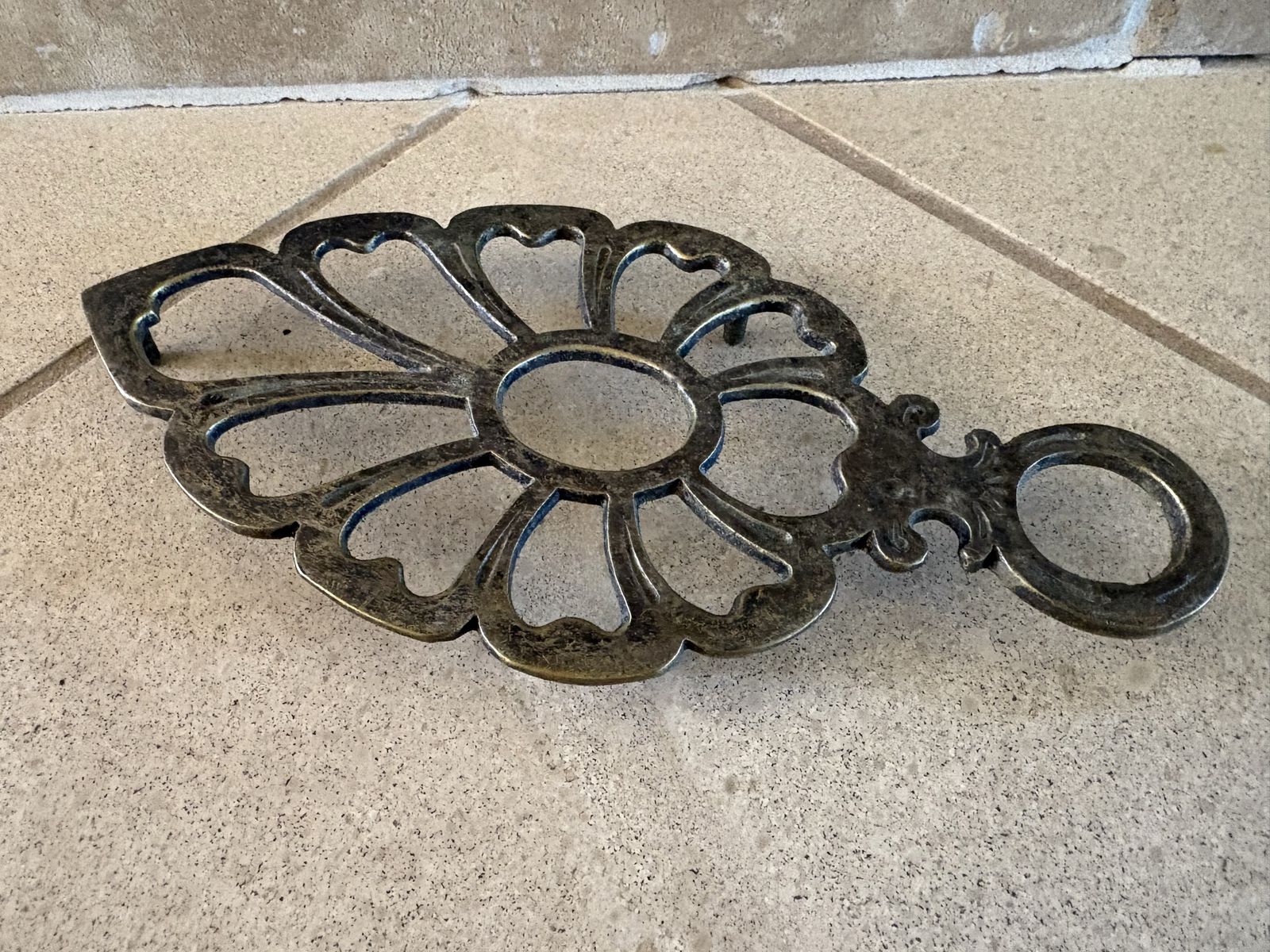 Vintage Footed Brass Leaf Trivet