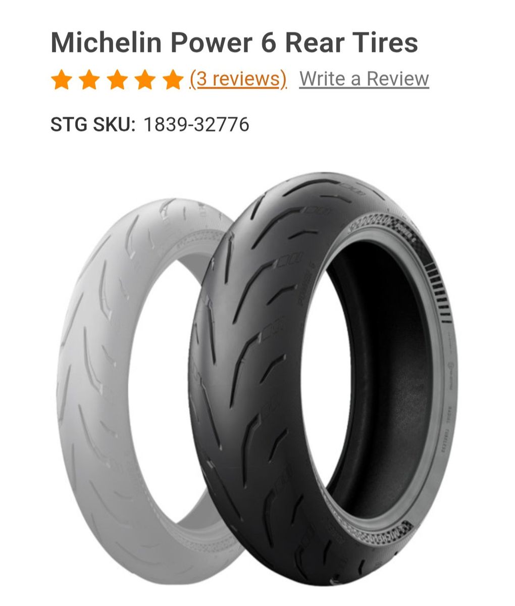 MICHELIN POWER  6 180/55/17 REAR MOTORCYCLE TIRE NEW...