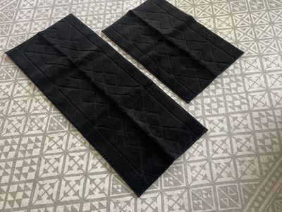 2 Bath Mat Black 48"x 20" & 29"x 20" Diamond Pattern Rubber Backed