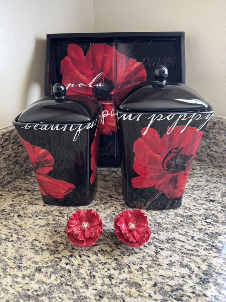 Canisters, Tray and Salt And Pepper