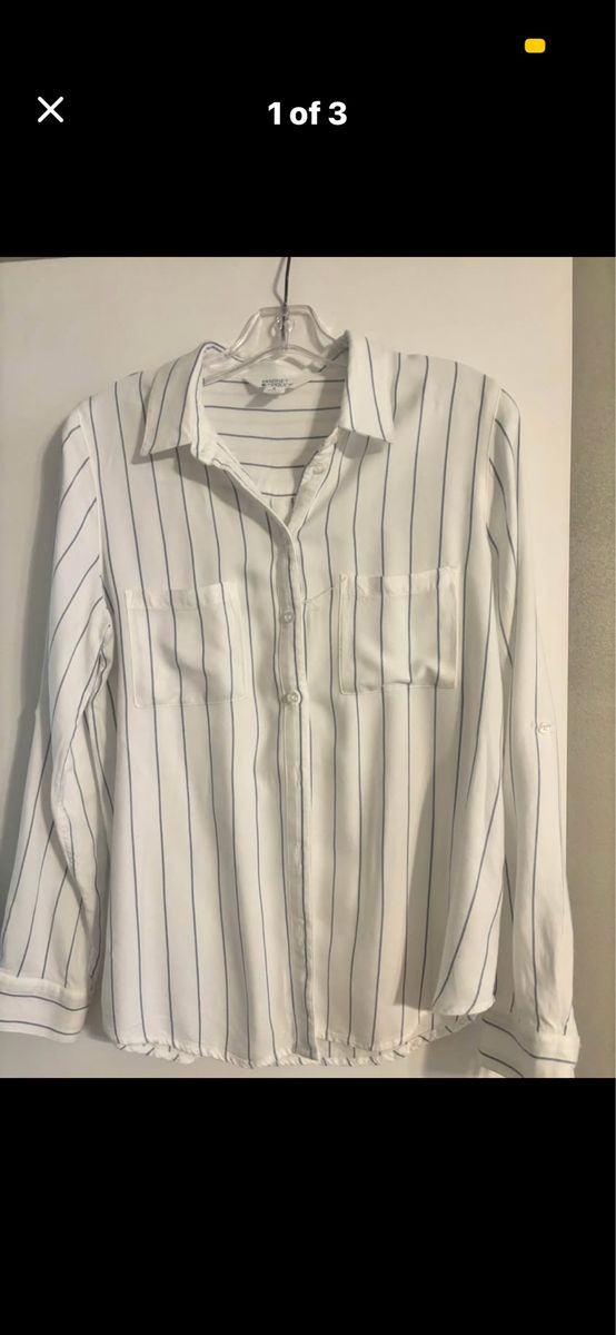 Striped, front button blouse
