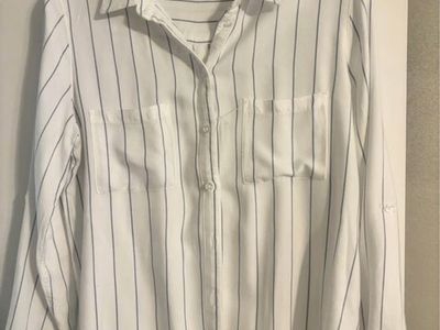 Striped, front button blouse