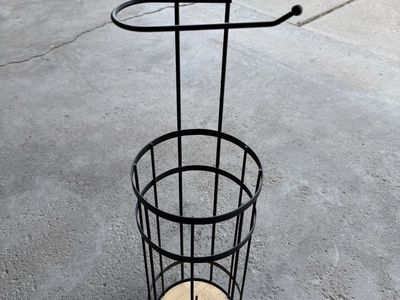 Black Metal Freestanding Toilet Paper Holder with Storage and Bamboo Base