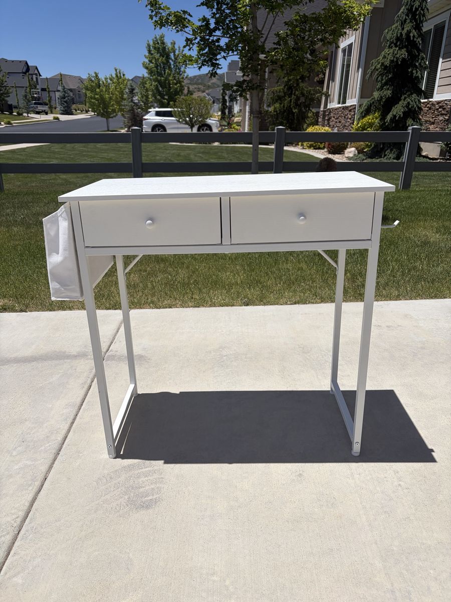 (4)White Kids' Vanity + Matching Desk — 2-Piece Set