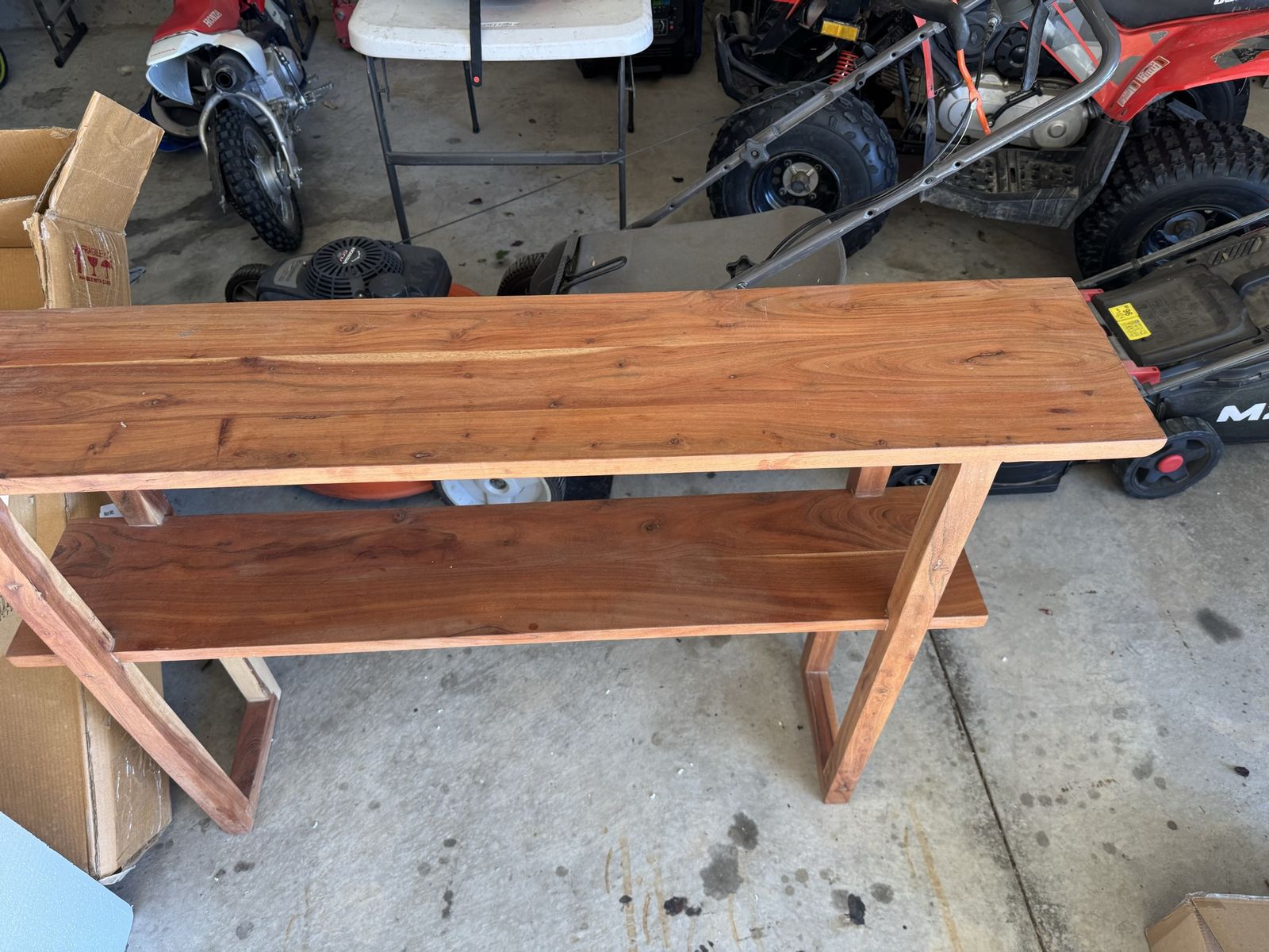 Rustic Acacia Wood Console Table with Two Tiers - 52" x 10" x 34"