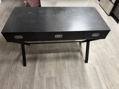 Black Wooden Desk (20" D x 44" L x 30" H)