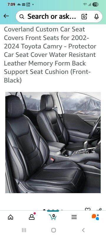 New in Box! Toyota Camry Seat Covers (FRONT)