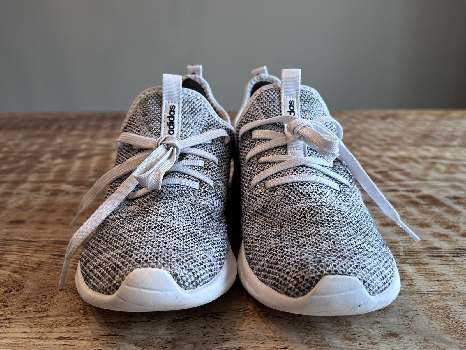 Women's 8.5 Adidas Cloudfoam Pure White Light Gray Sneakers DB0695