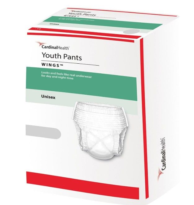NEW Case of 68 Cardinal Health Wings Youth Incontinence Pants (70073A)
