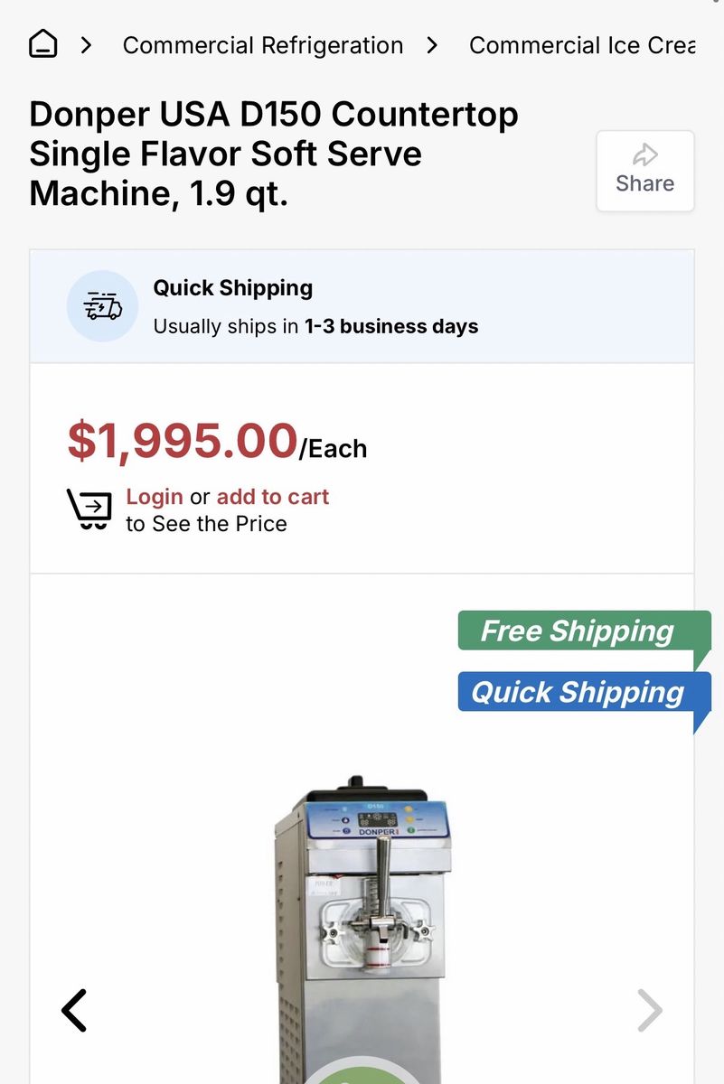 Soft Serve Donper USA D150 Soft Serve Machine