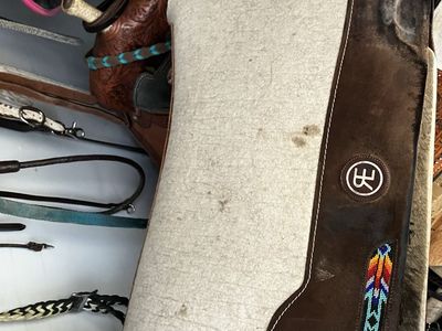 Western Wool Saddle Pad with Beaded Leather Wear Leathers
