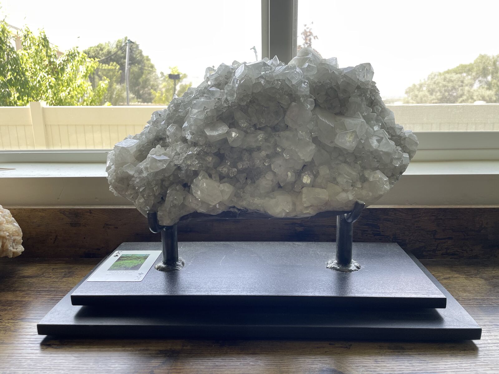 Large Apophyllite Crystal Mineral Specimen on Custom Display Stand