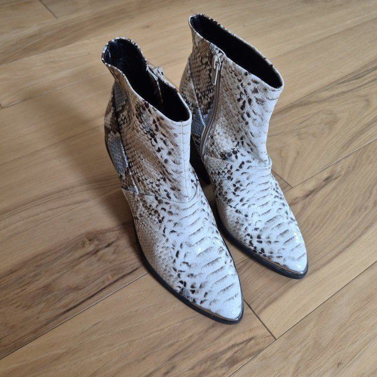 Snake Print 7.5 Heeled Ankle Boots