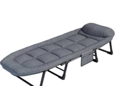Kids Portable Folding Camping Cot, Single Person Recliner Bed with Cushion, and Adjustable Headrest New