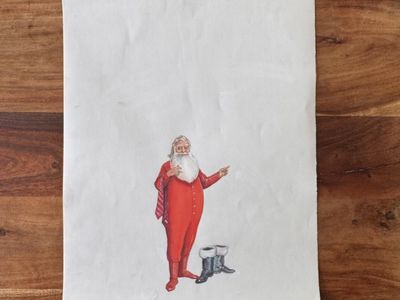 VINTAGE Santa Claus with Tie Illustration Drawing Sketch - Possibly by Al Parker