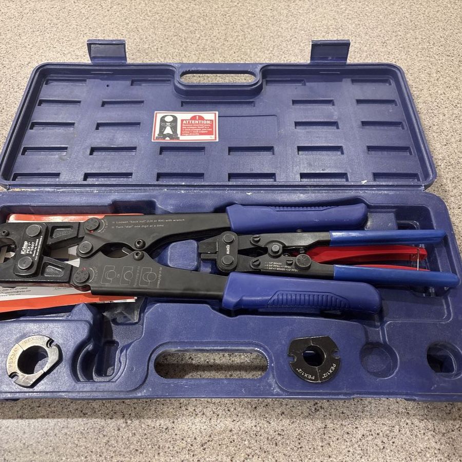 iCrimp PEX 1" Hand Crimping Tool Kit with PEX1/2", PEX3/4", PEX3/8" Rings & Go/No-Go Gauge