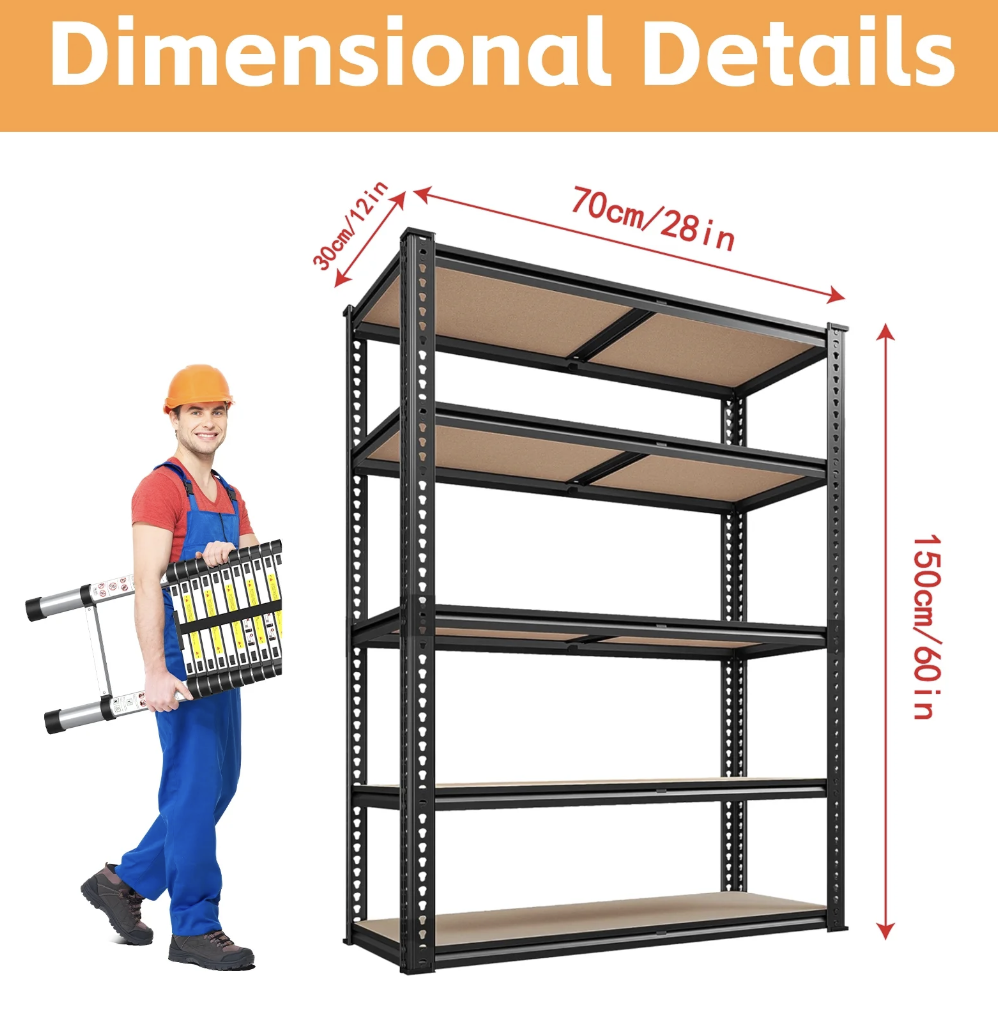 NEW Set of Two ZEUKMXOO Heavy Duty Adjustable Garage Storage Shelf 60"H x 28"W x 12"D