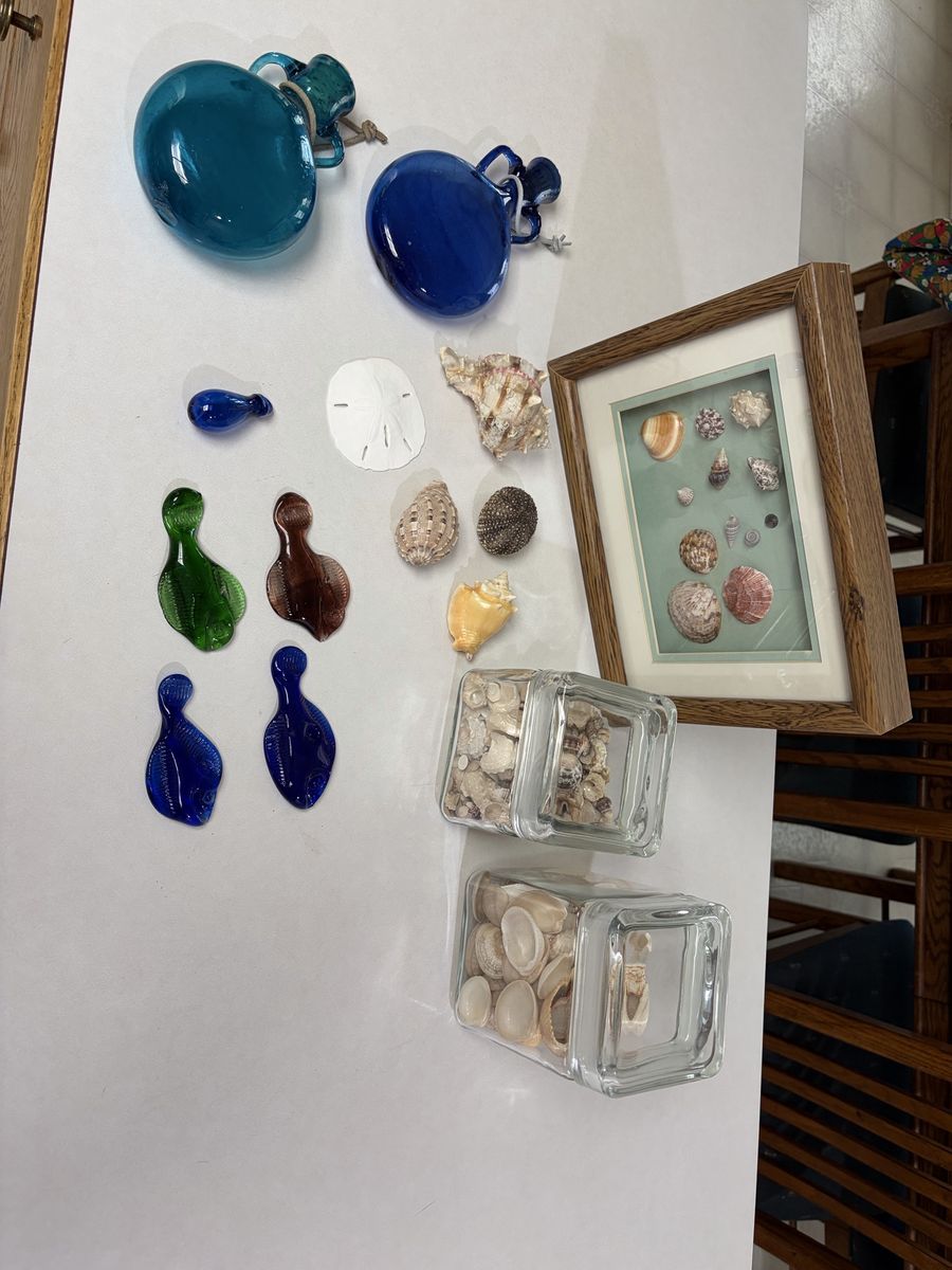 Coastal Decor Bundle – Seashells, Sea Glass Figurines & Blown Glass Bottles