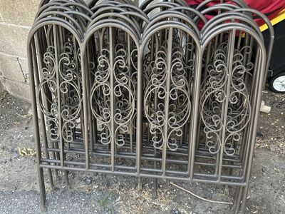 Decorative Wrought Iron Garden Fence Panels (Set of 8) + Gate – Excellent Condition