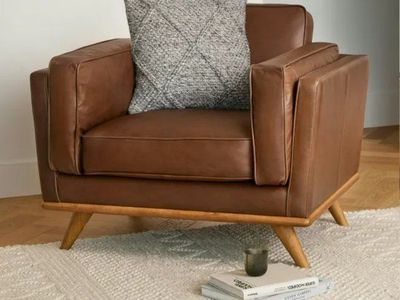 Article Timber 41" Leather Lounge Chair - Charme Chocolat