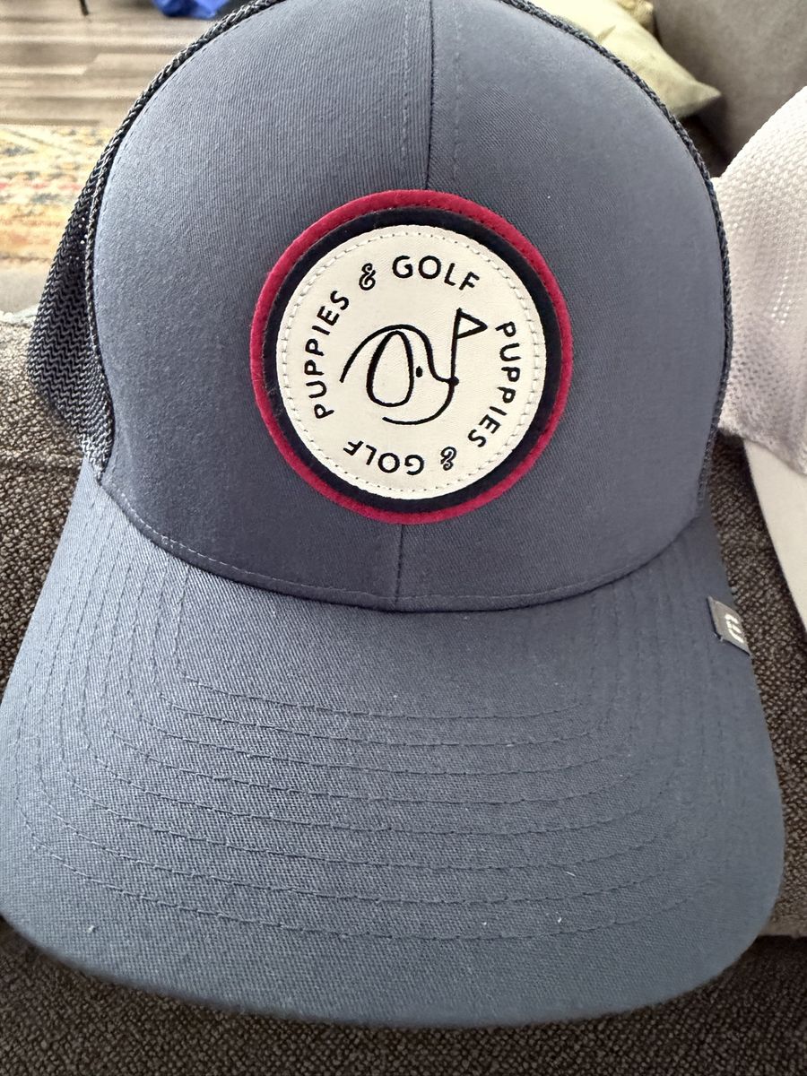 TravisMathew Puppies & Golf Trucker Hat Blue Snapback Flexfit 110 One Size