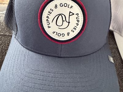 TravisMathew Puppies & Golf Trucker Hat Blue Snapback Flexfit 110 One Size