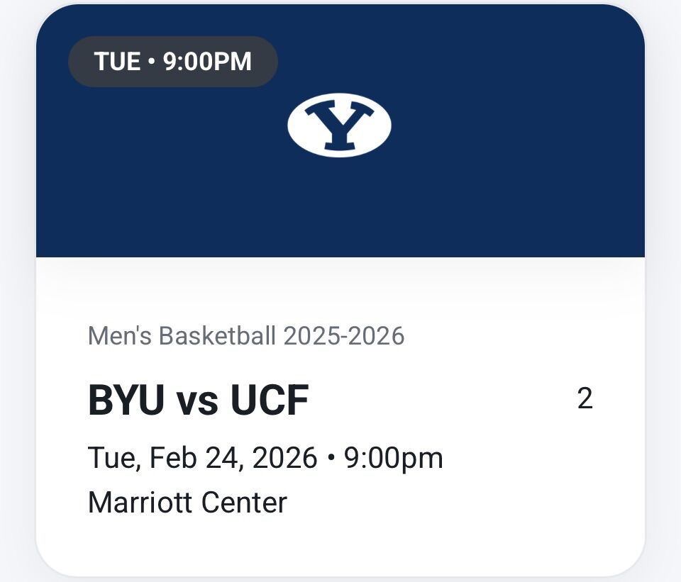 BYU vs UCF (2 Tickets Aisle + Parking)