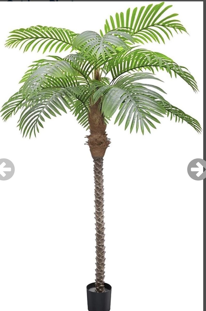 New. Artificial Palm Tree Faux Tropical Plant in Black Pot