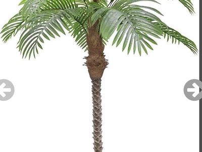 New. Artificial Palm Tree Faux Tropical Plant in Black Pot