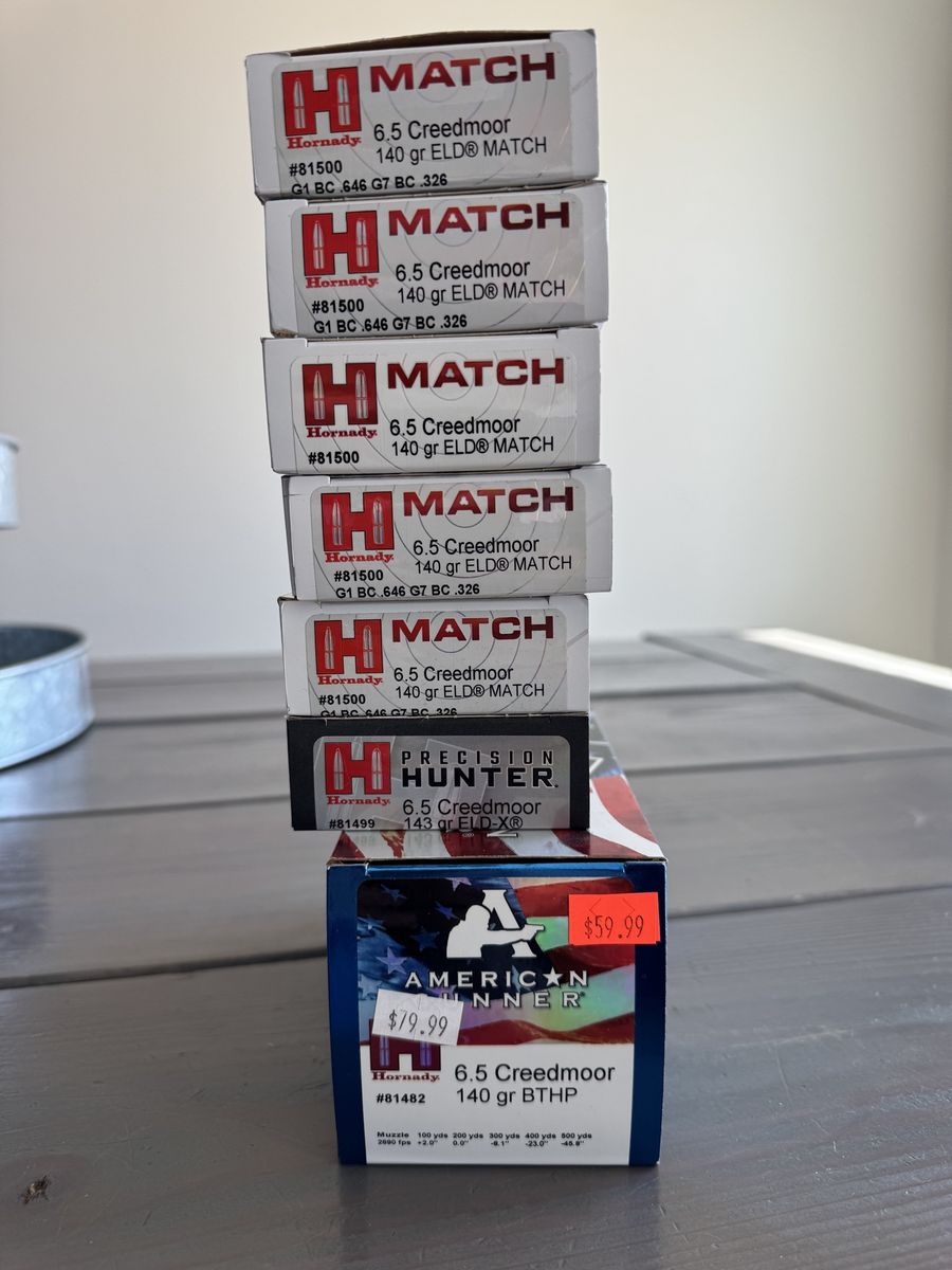 Hornady 6.5 Creedmoor Ammunition - 163 Rounds (140 gr ELD Match, 143 gr ELD-X, 140 gr BTHP)