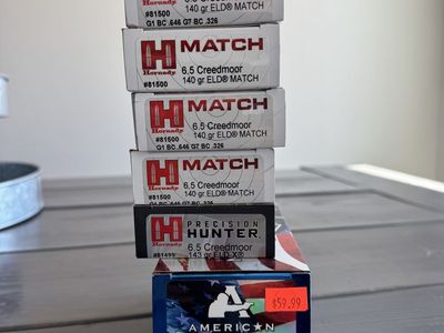 Hornady 6.5 Creedmoor Ammunition - 163 Rounds (140 gr ELD Match, 143 gr ELD-X, 140 gr BTHP)