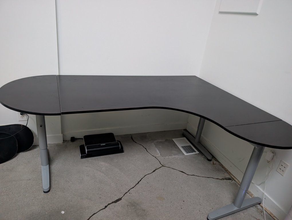 IKEA GALANT Corner Desk Black-Brown Left, Adjustable T-legs Home Office Study
