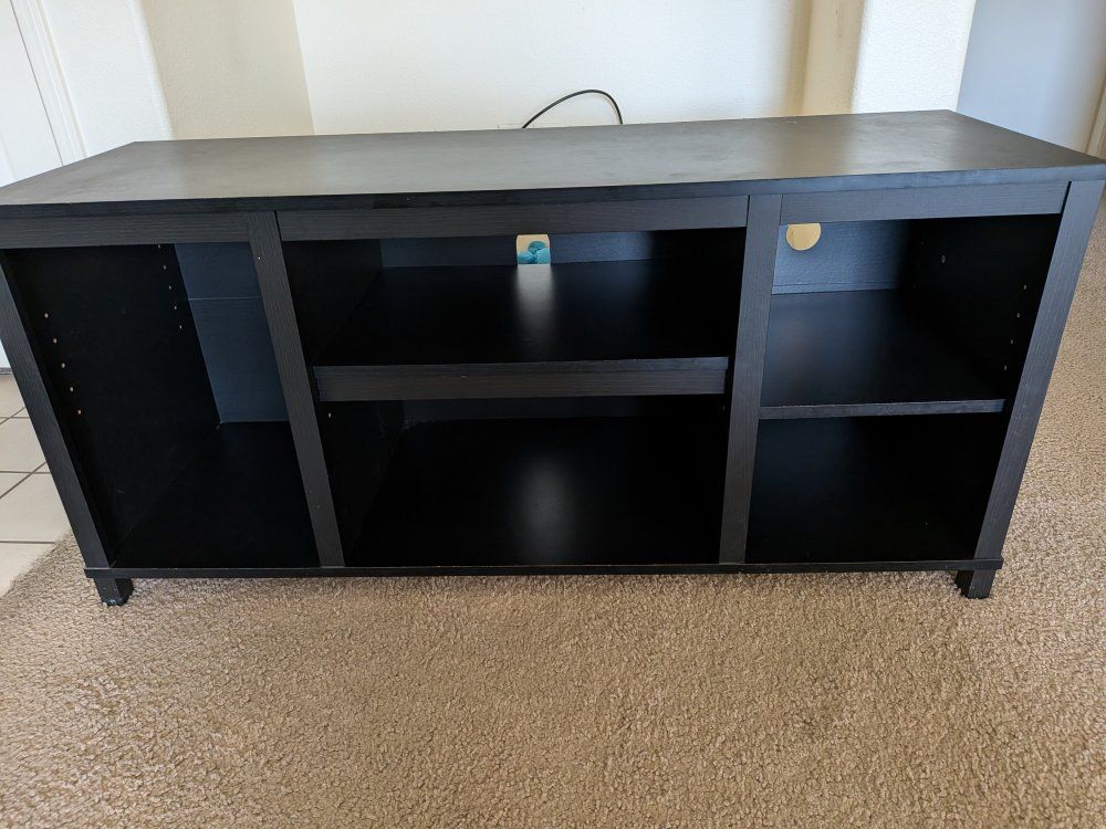 Black Wooden TV Stand/Media Console with Shelves - Good Condition