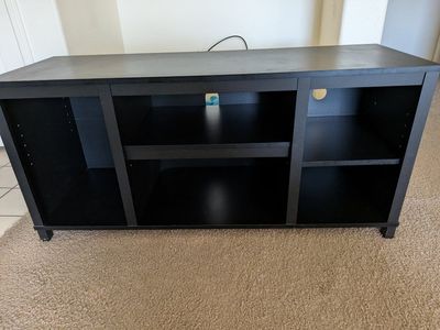 Black Wooden TV Stand/Media Console with Shelves - Good Condition