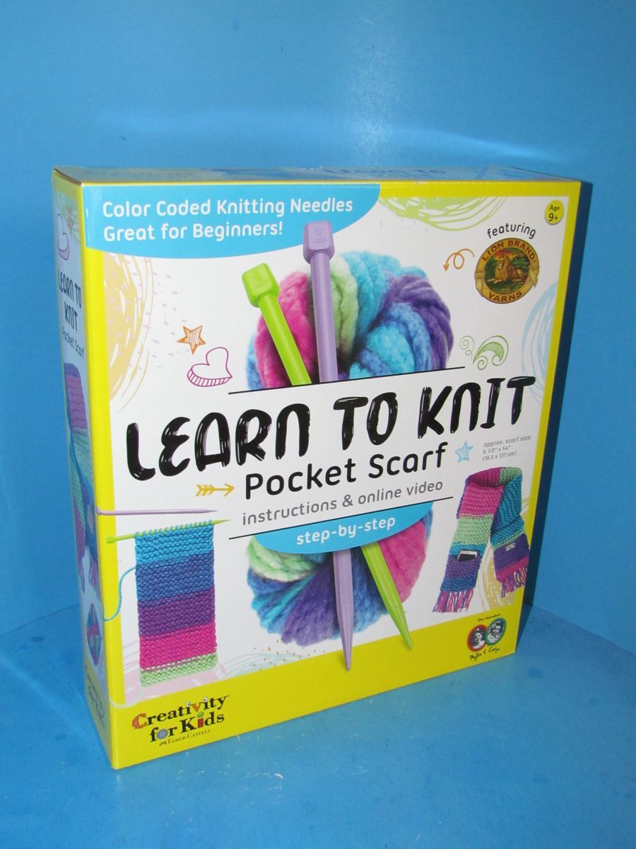 Creativity for Kids "Learn to Knit" Pocket Scarf" NIB Great for Beginners L@@K
