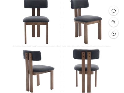 Brand new Vintage Rustic Style Dining Chairs Set - Sturdy Solid Wood Frame, Linen Fabric, Curved Backrest