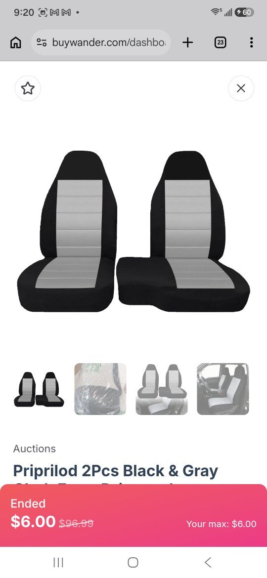 Priprilod 2Pcs Black & Gray Car Seat Covers