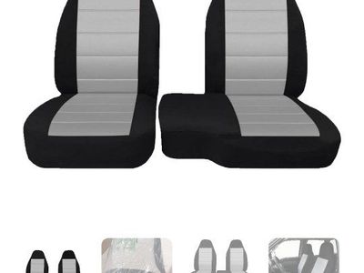 Priprilod 2Pcs Black & Gray Car Seat Covers
