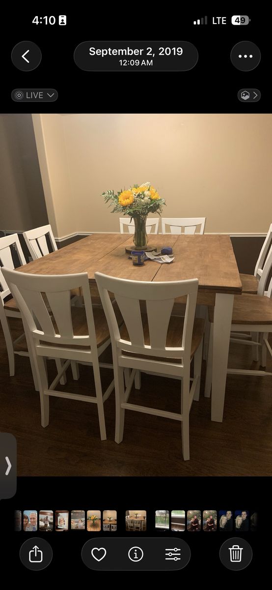 Counter Height Solid Wood Dining TablE & 8 chairs
