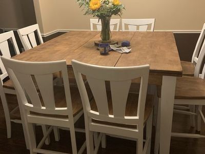 Counter Height Solid Wood Dining TablE & 8 chairs