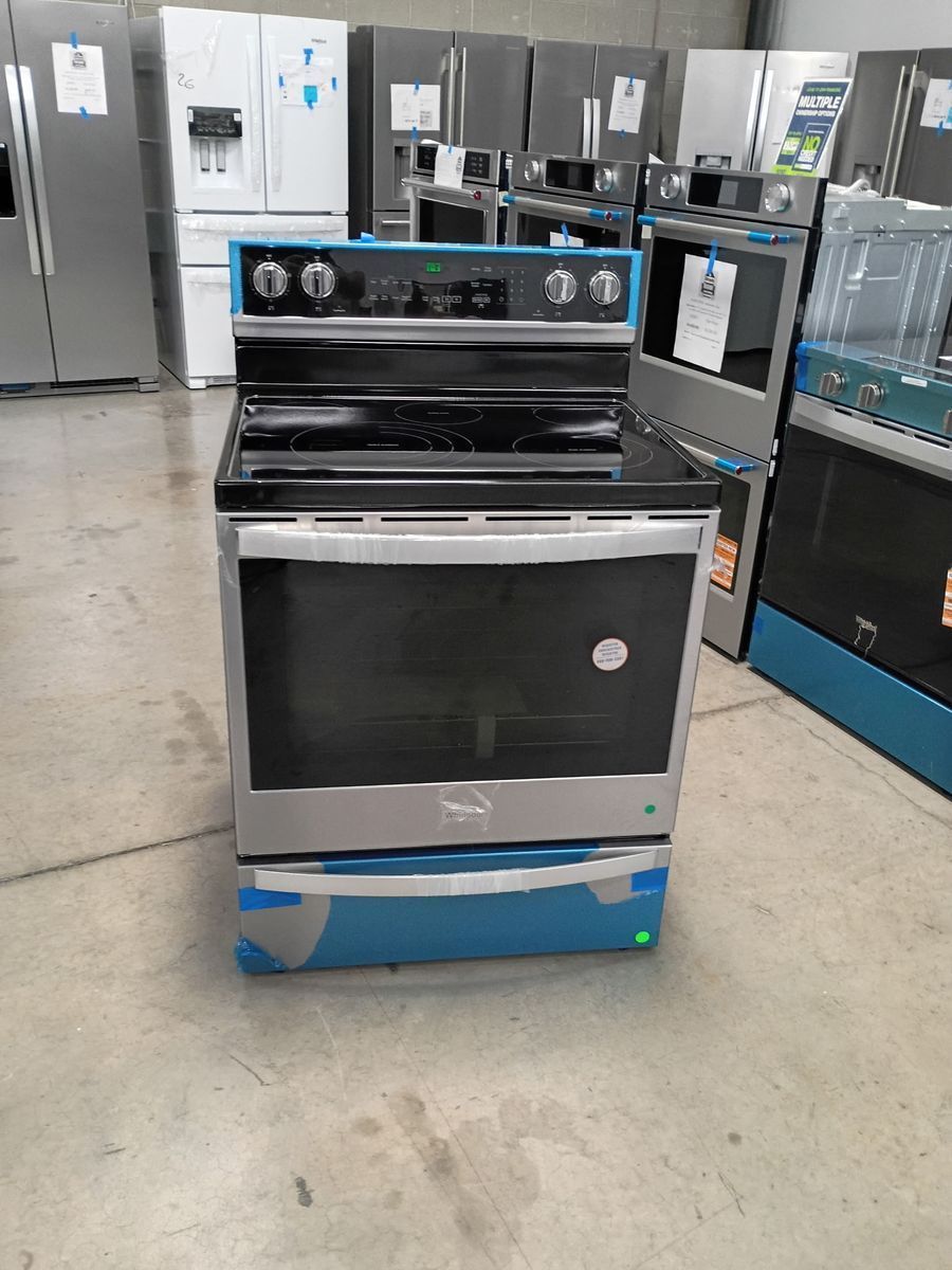 NEW WHIRLPOOL 5 BURNER ELECTRIC RANGE STAINLESS