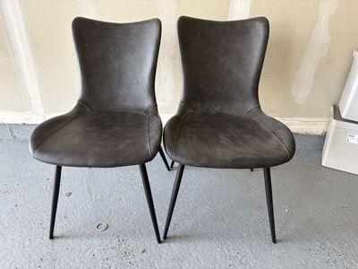 Set of 2 Leather Dining Chairs from Scandinavian Design - fix up special