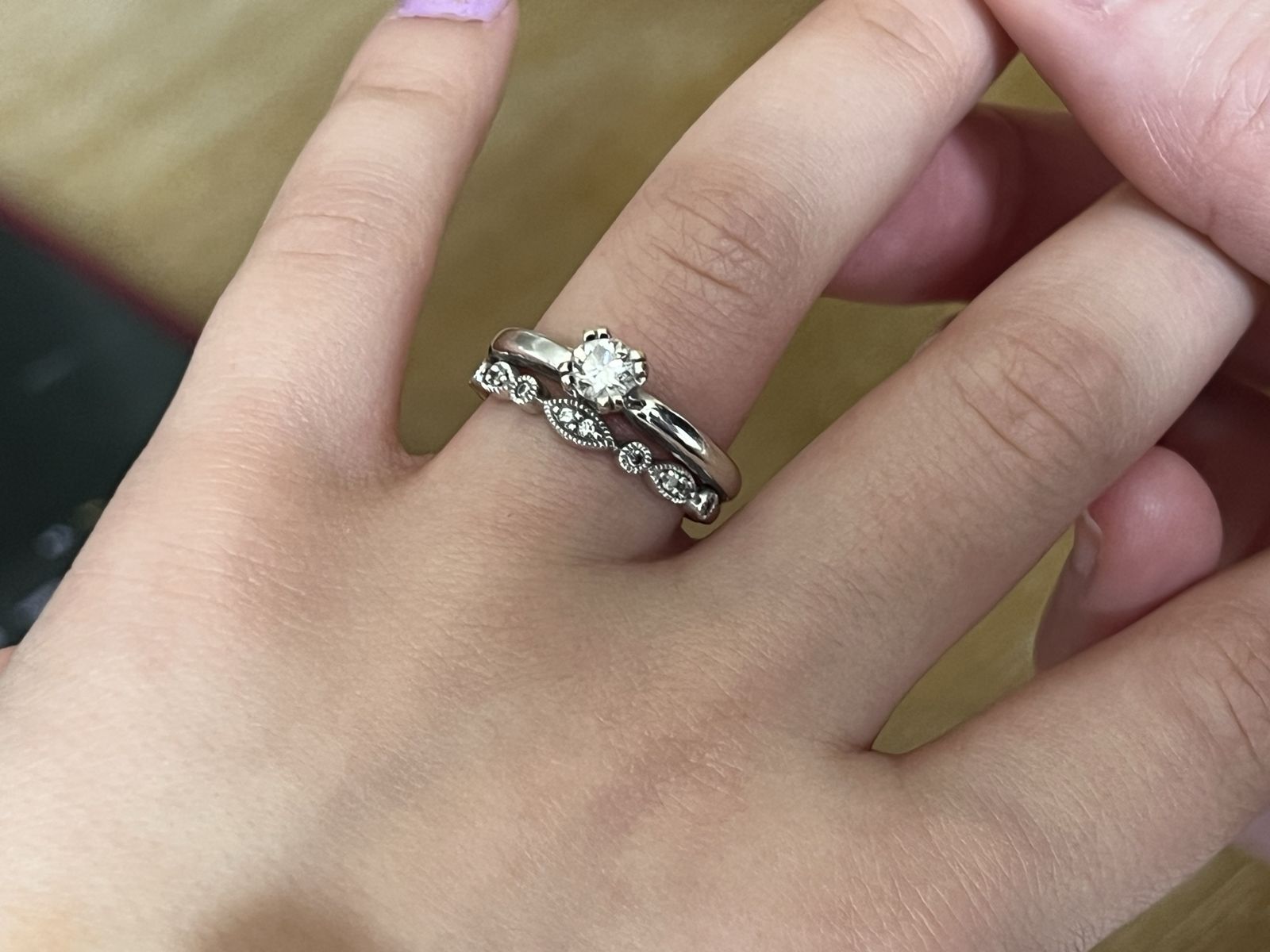 Vintage-Inspired Wedding Ring Set • Size 5 3/4