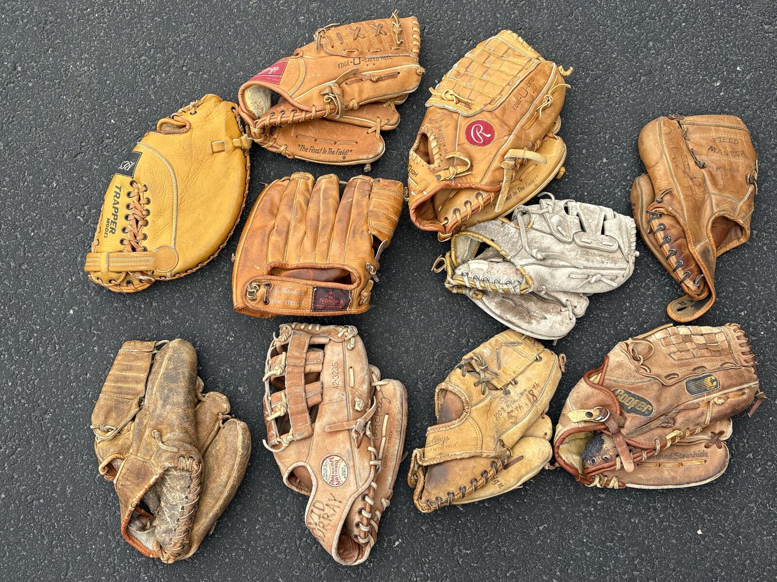 Vintage leather baseball mitts. Awesome decorations for any room. Antique sports memorabilia