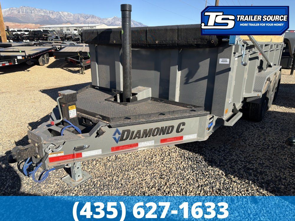 7x16 Diamond C LPT 307 Dump Trailer - 32" Sides - 24K GVWR - 14 Ply Tires, Board Brackets, Long Arm Tarp