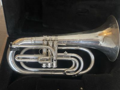 Kanstul Marching Baritone - Silver, Serviced, w/ Case & Accessories