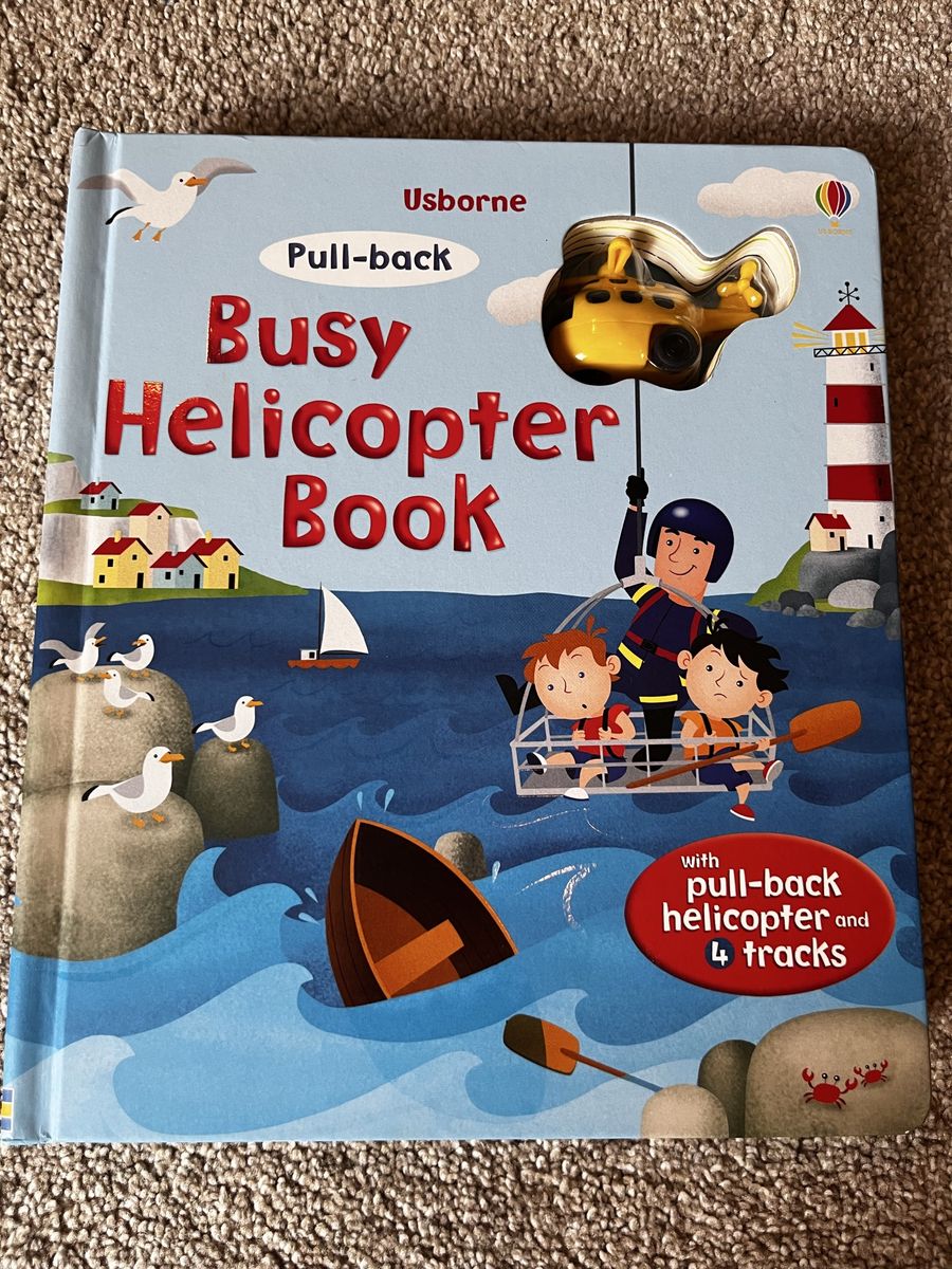 Usborne Busy Helicopter Book Interactive Pull-Back with Toy