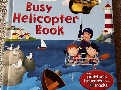 Usborne Busy Helicopter Book Interactive Pull-Back with Toy