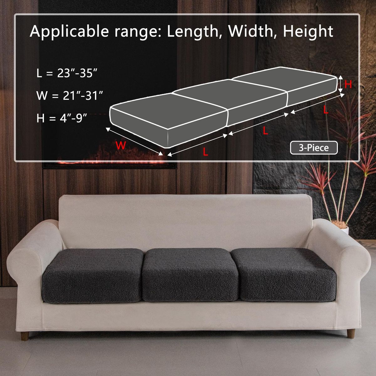 New! OHSIO Couch Cushion Covers for Sectional Sofa, Stretch Soft Sofa Slipcovers Washable Wear-Resistant 